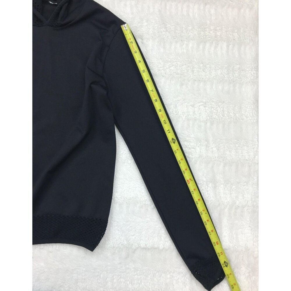 Fabletics Megan Seamless Hoodie Medium Pullover Black Mesh - Picture 8 of 8